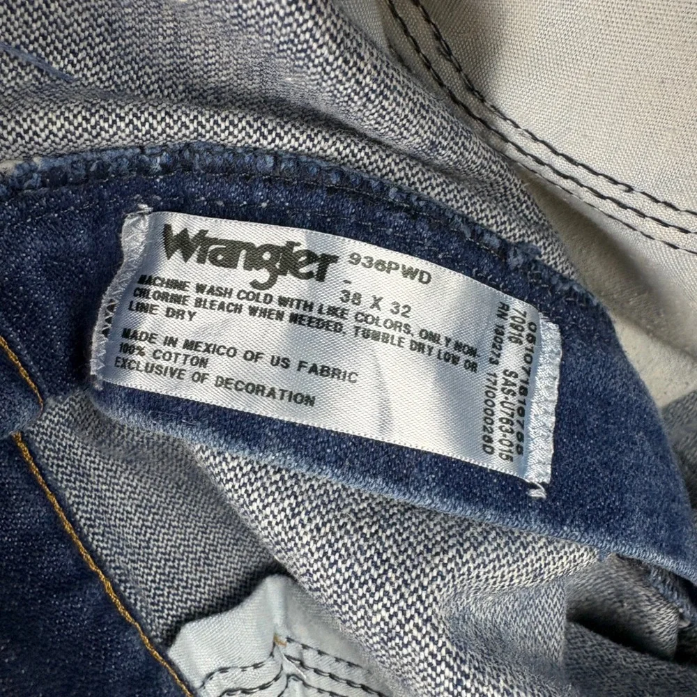Wrangler Jeans Mens 38x32 Blue Cowboy Cut 936PWD Slim Fit Denim Workwear Vintage